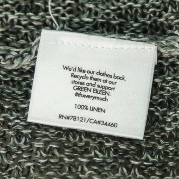 Eileen Fisher Size Medium M Gray Black Two Tone Open Long Sleeve Linen Cardigan - Picture 5 of 7